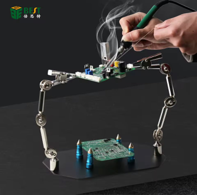 Soldering Helping Hands Tool Clamp PCB Motherboard Holder Jig Fixture Stand Dual Metal Flexible Arm Alligator Clip TE807