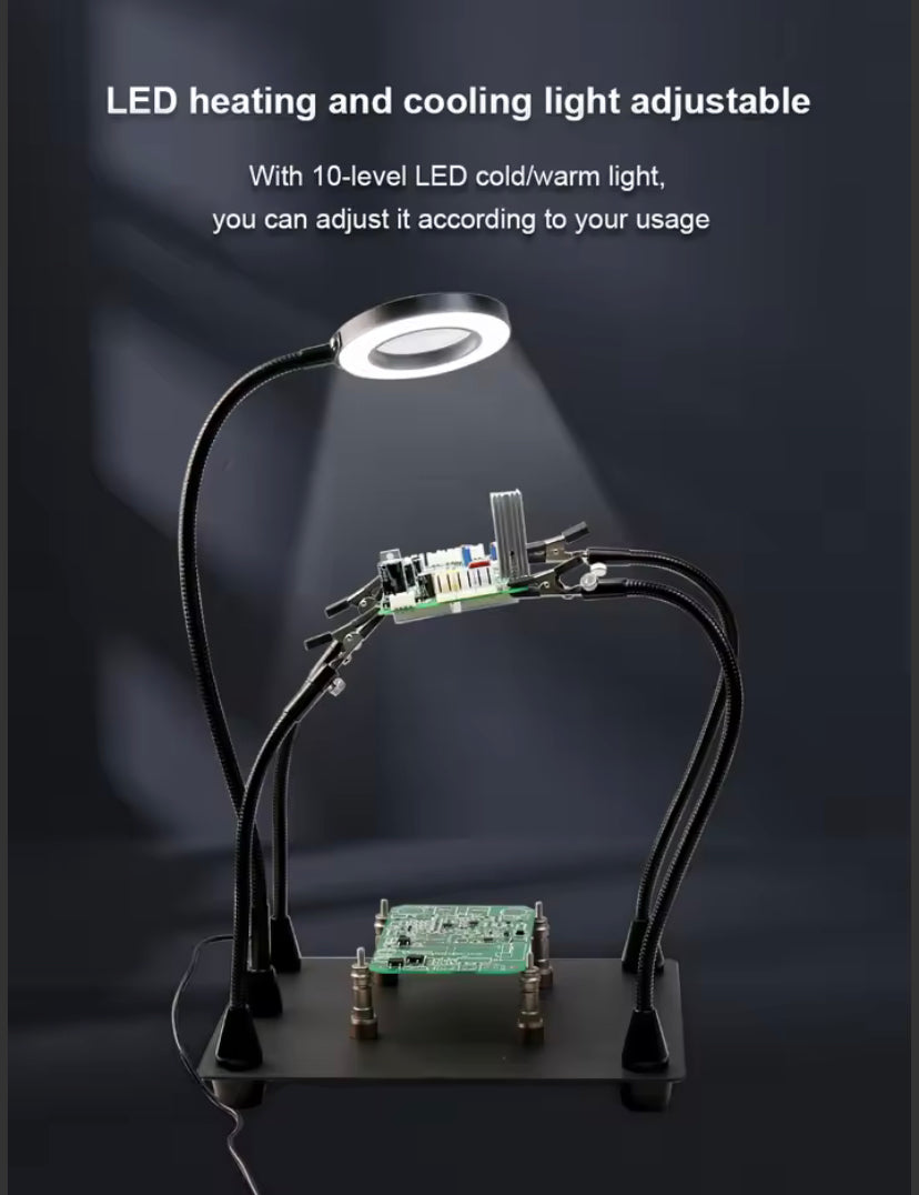 PCB Soldering Repair Platform LED Magnifying Glass Desktop Lamp Welding Light Magnifier Electronic Maintenance TE808