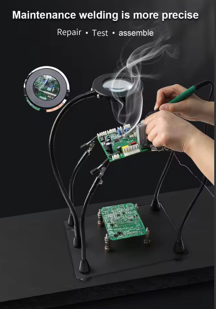 PCB Soldering Repair Platform LED Magnifying Glass Desktop Lamp Welding Light Magnifier Electronic Maintenance TE808