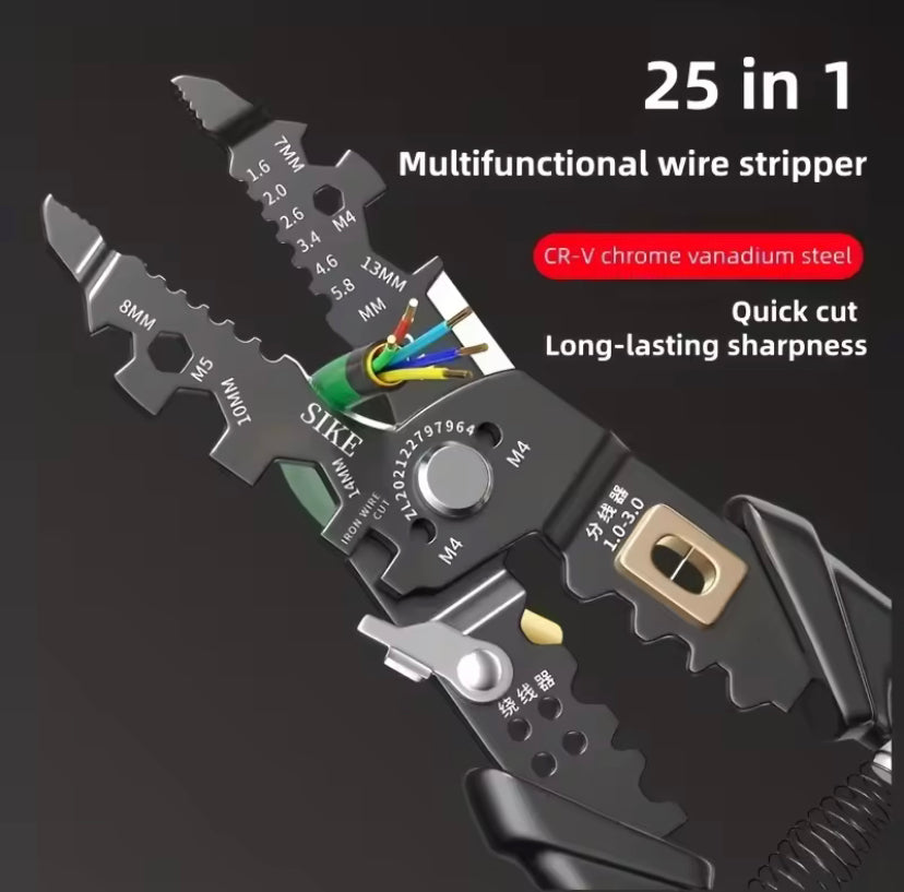 25-in-1 wire stripping pliers industrial grade multi-function electrician special cable stripping knife wire cutting pliers