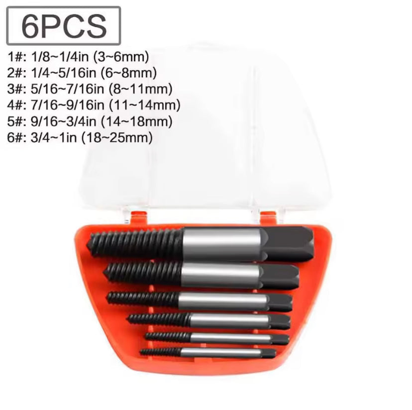 6Pcs Set Damaged Screws Extractor Speed Out Broken Bolt Extractor Carpentry Tools Metal Drill Bits Set Bolts Remover Extractor