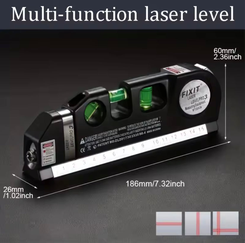 Laser Level Line Tool Multipurpose Laser Level Kit Standard Cross Line Lase 8 Feet Measure Tape Ruler