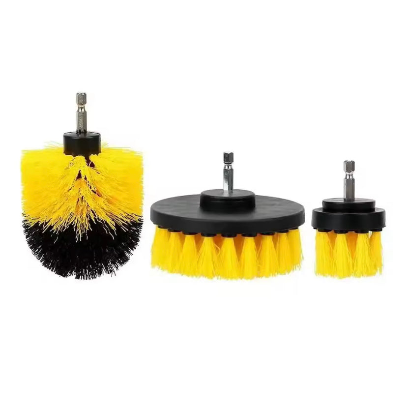 3Pcs/Set 2/3.5/4'' Electric Scrubber Brush Drill Brush Kit Plastic Round Cleaning Brush for Carpet Glass Car Tires Nylon Brushes