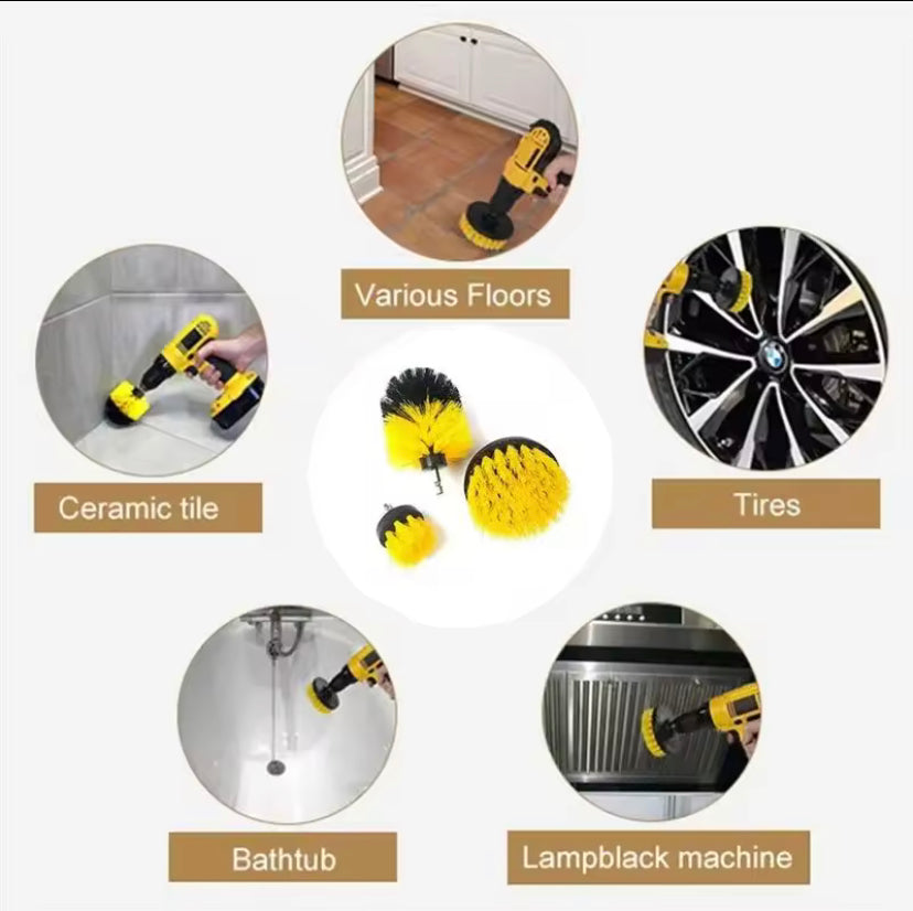 3Pcs/Set 2/3.5/4'' Electric Scrubber Brush Drill Brush Kit Plastic Round Cleaning Brush for Carpet Glass Car Tires Nylon Brushes
