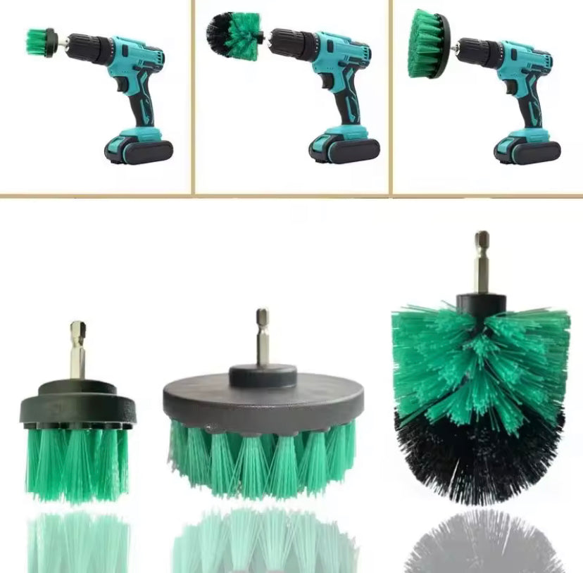 3Pcs/Set 2/3.5/4'' Electric Scrubber Brush Drill Brush Kit Plastic Round Cleaning Brush for Carpet Glass Car Tires Nylon Brushes