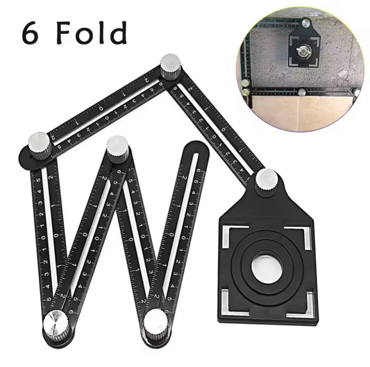 Six Fold Ruler Aluminium Alloy Angle Ruler Finder Measuring Ruler Perforated Mold Template Tool Locator Drill Guide Tile Hole