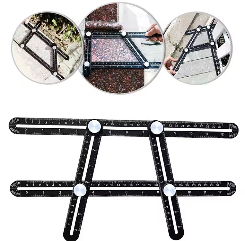 Six Fold Ruler Aluminium Alloy Angle Ruler Finder Measuring Ruler Perforated Mold Template Tool Locator Drill Guide Tile Hole