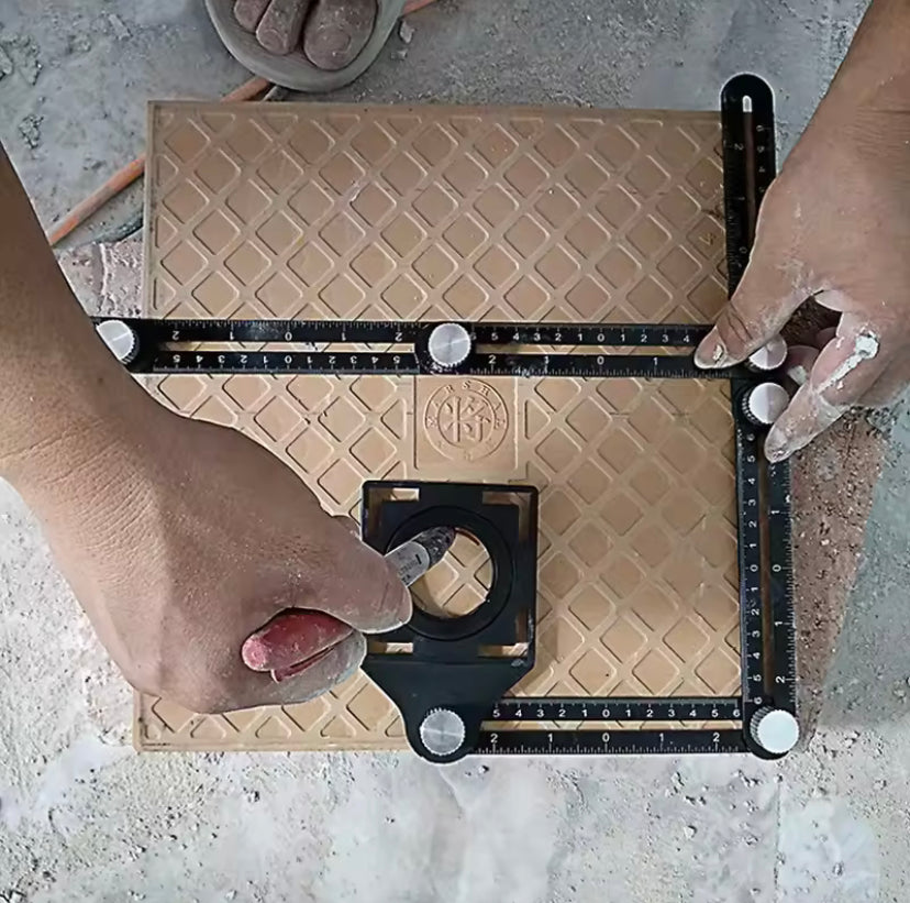 Six Fold Ruler Aluminium Alloy Angle Ruler Finder Measuring Ruler Perforated Mold Template Tool Locator Drill Guide Tile Hole