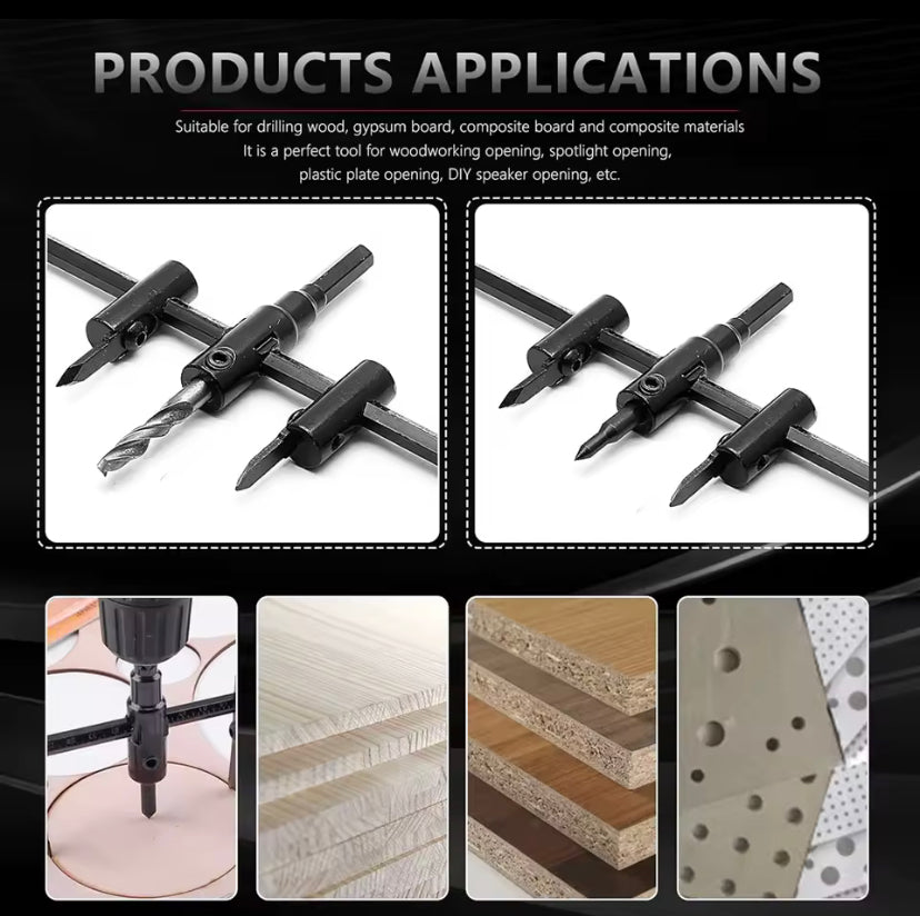 Adjustable Wood Drywall Circle Hole Drill Cutter Bit Saw Use 30mm To 300mm Circle Hole Saw Cutter Drill Bit