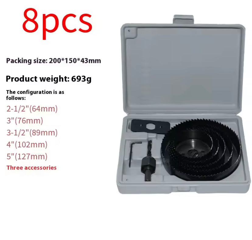 8pcs Hole Saw Set Saw Cup Wood Crown Drill Bit For Gypsum Board Wood PVC Plastic Density Board Metal Woodworking Tools