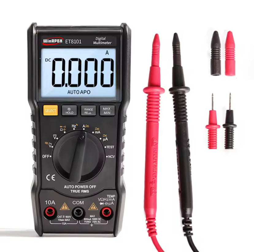 ET8101 AutoRange Digital Multimeter 6000 Counts True RMS LCD Digital Voltmeter 1000V 10A AC/DC Smart Ammeter Pocket Multimeters Buzzer
