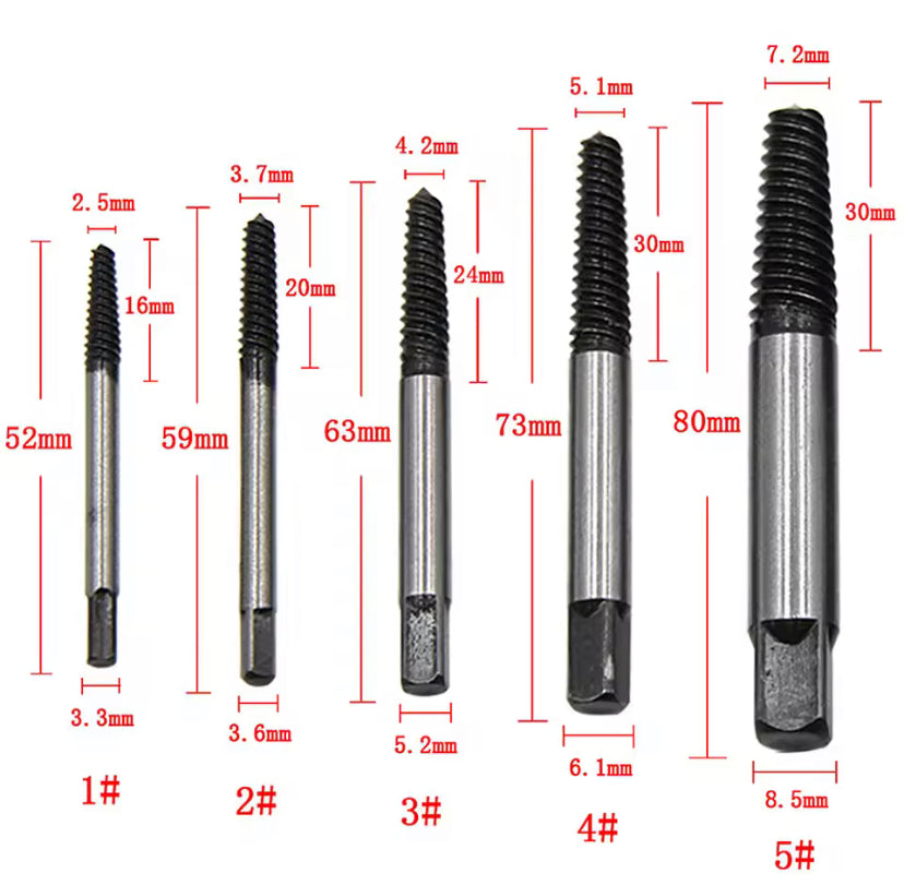 8Pcs Screw Extractor Drill Bit Slip Tooth Remover Broken Bolt Damaged Screw Tube Fitting Extractor Hand Power Repair Set