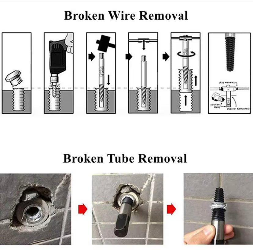 8Pcs Screw Extractor Drill Bit Slip Tooth Remover Broken Bolt Damaged Screw Tube Fitting Extractor Hand Power Repair Set