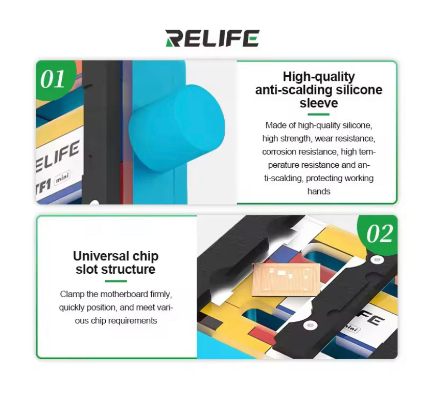 RELIFE TF1 Mini Glass Chip Fixture Heat-insulating Mobile Phone Repair Fixture Precise and Firm Clamping for Chip Degumming