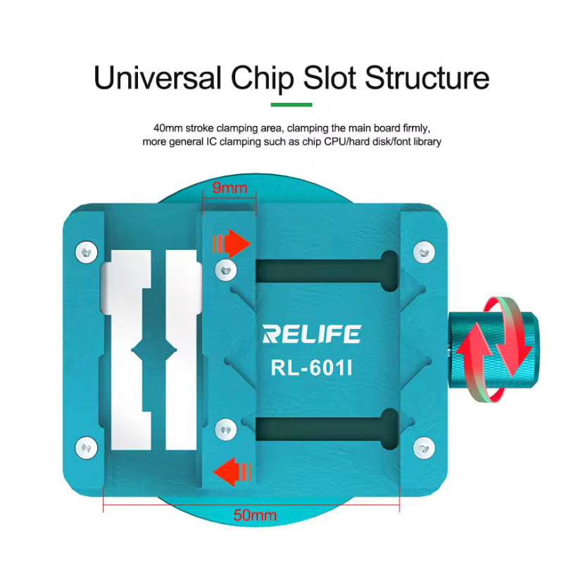 RELIFE RL-601I Mini Rotary Fixture for Mobile Phone Motherboard IC Chip Repair Universal 360° Rotation Heat Resistance Clamp