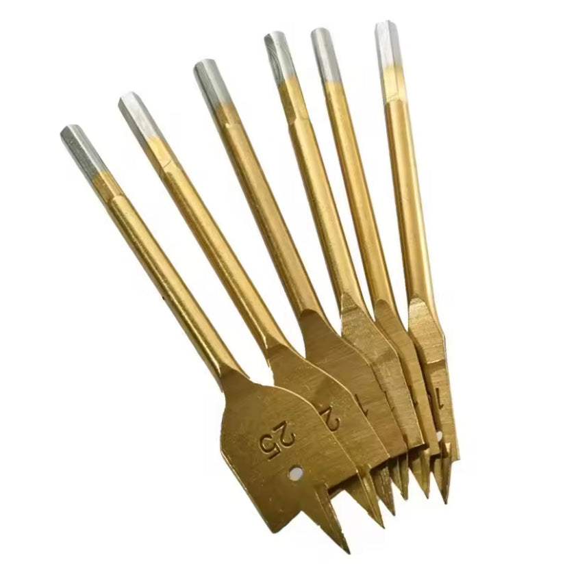 6PCSWoodworking Flat Drill Bits Three-point Bit Set Drawer Door Lock Boring Tool Wood Board Hole Enlarger Flat Drill Combination