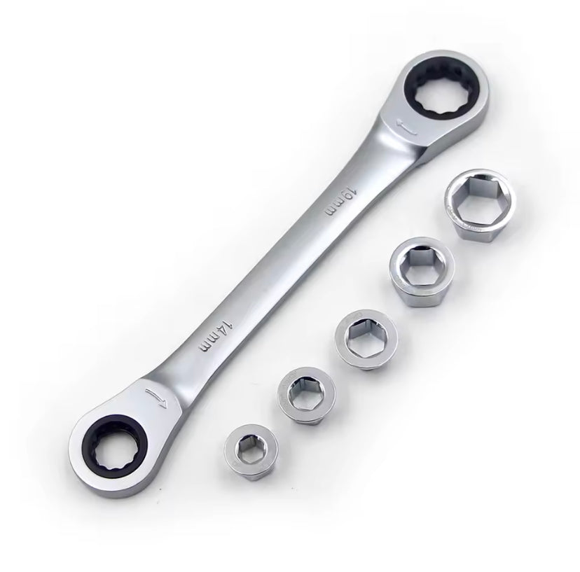 7 In 1 Double Head Reversible Ratchet Combination Spanner Set Mechanic Universal Socket Set Wrench Tool Ratchet Wrench