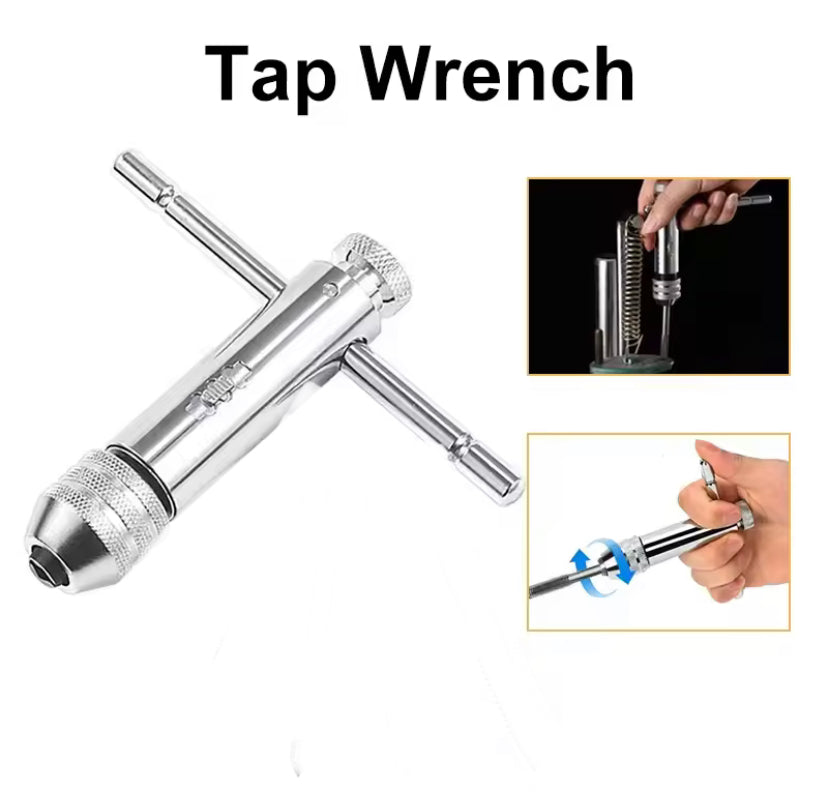 T-Handle Ratchet Tap Holder Wrench Adjustable M5-M12 Machine Screw Thread Tap Drill Hand Tapping Tools Set