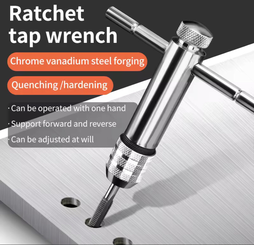 T-Handle Ratchet Tap Holder Wrench Adjustable M5-M12 Machine Screw Thread Tap Drill Hand Tapping Tools Set