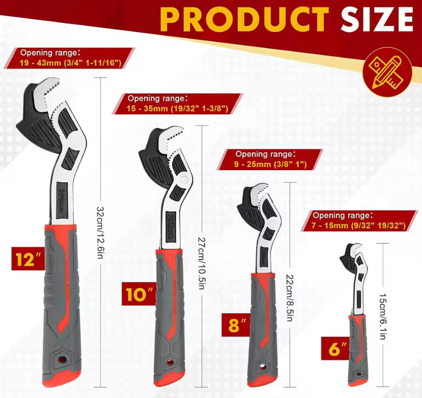 Industrial Grade Adjustable Multifunctional Self-locking Pipe Wrench Tool, Universal Pipe Wrench, Fast Power Grip Pipe Wrench
