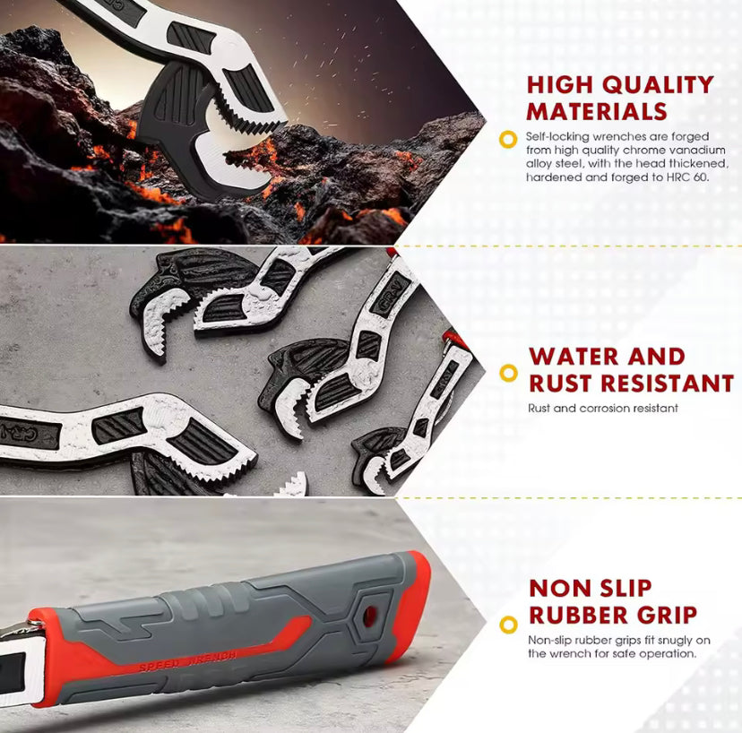 Industrial Grade Adjustable Multifunctional Self-locking Pipe Wrench Tool, Universal Pipe Wrench, Fast Power Grip Pipe Wrench