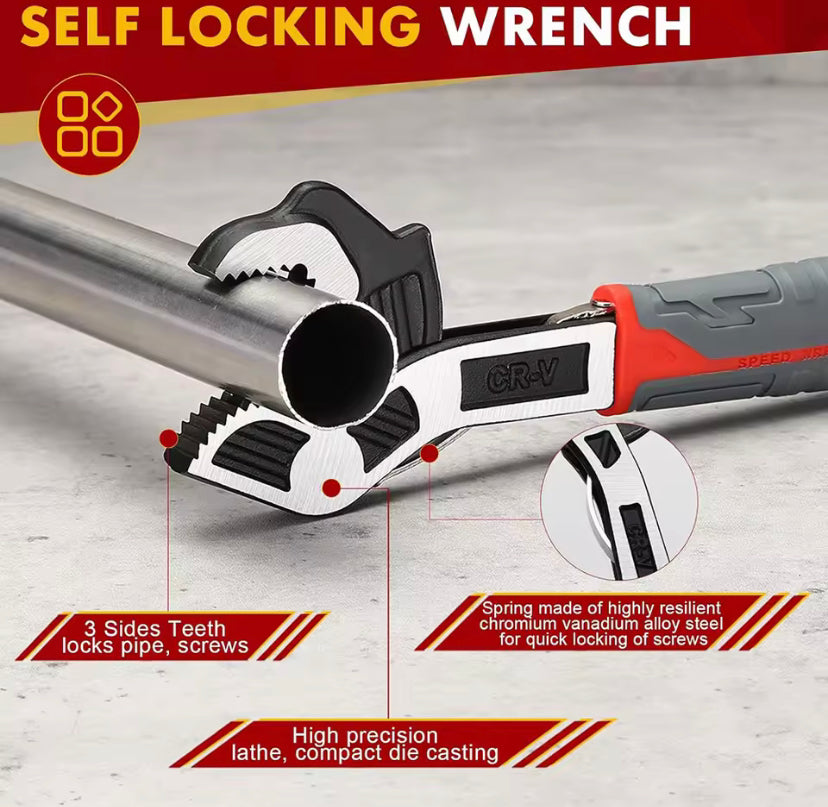 Industrial Grade Adjustable Multifunctional Self-locking Pipe Wrench Tool, Universal Pipe Wrench, Fast Power Grip Pipe Wrench