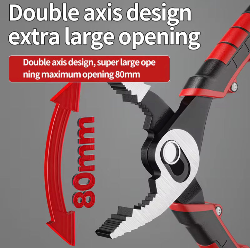 1PC Industrial Carp Pliers  2-in-1 Serrated Jaw & Plum Blossom Wrench, Chrome Vanadium Steel for Plumbing/Fishing