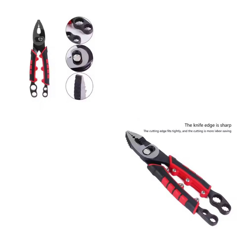 1PC Industrial Carp Pliers  2-in-1 Serrated Jaw & Plum Blossom Wrench, Chrome Vanadium Steel for Plumbing/Fishing
