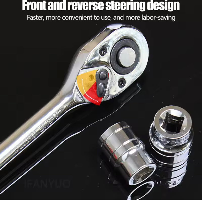 PRIDE 12 Pcs Set Wrench Socket Set 1/2 Inch Metric Impact Sockets Ratchet Spanner Complete Tool Kit Professional Garage Repair Tool