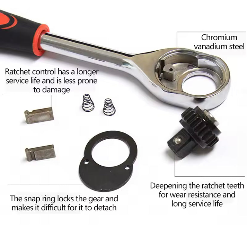 PRIDE 12 Pcs Set Wrench Socket Set 1/2 Inch Metric Impact Sockets Ratchet Spanner Complete Tool Kit Professional Garage Repair Tool