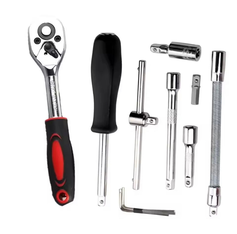 PRIDE 46pcs Socket Set Auto Repair Multi-functional 1/4 Inch Drive Socket Ratchet Wrench Set Round Edge Drive Socket Motorcycle Repair