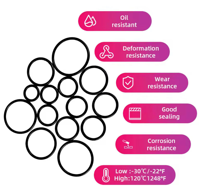 382PCs 30-size metric O-ring set nitrile rubber seals O-ring gaskets  Oil Resistant Universal Hydraulic Plumbing Washer Seal suitable for Car Plumbing Automotive Faucet Repair
