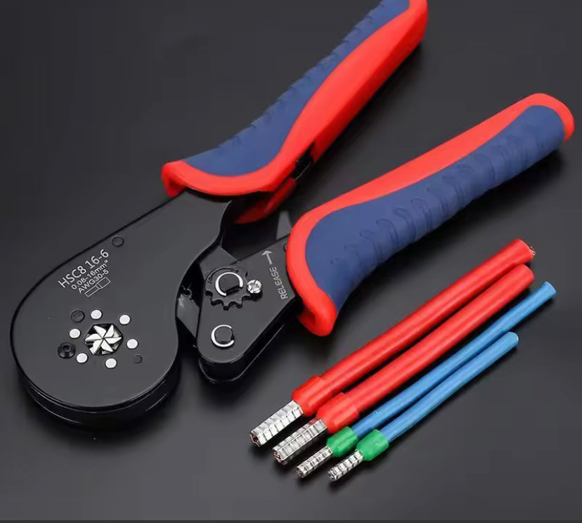 HSC8 16-6 Ferrule Crimping Tool 0.5-16mm²/30-5AWG Tubular Terminals Crimper Mini Pliers For Terminals Electrical Clamps