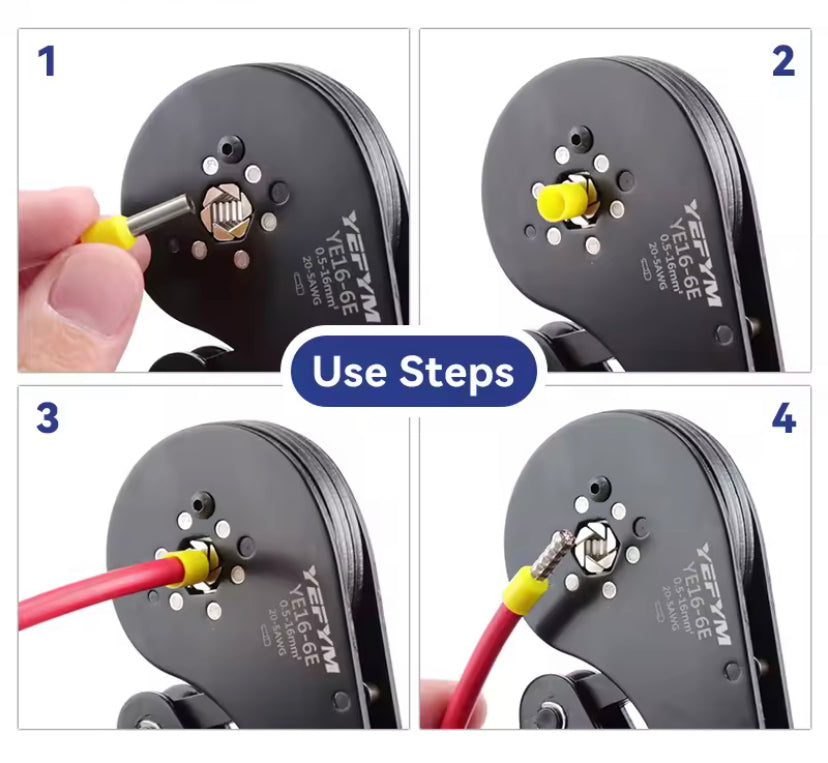 HSC8 16-6 Ferrule Crimping Tool 0.5-16mm²/30-5AWG Tubular Terminals Crimper Mini Pliers For Terminals Electrical Clamps