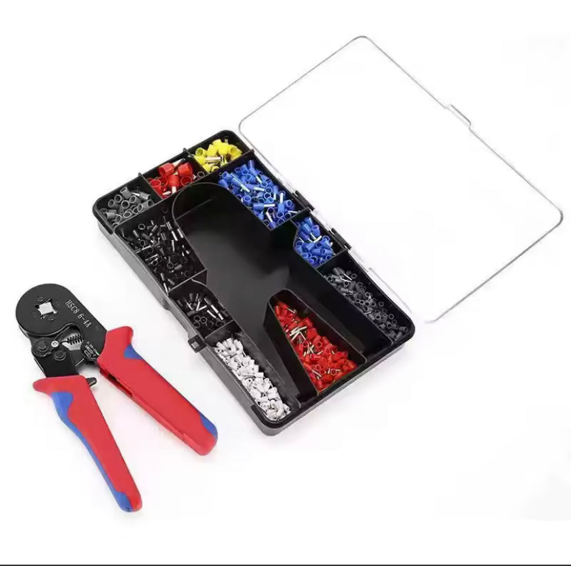 HSC8 6-4A Ferrule Crimp Tool Kit Wire Ferrule Crimper Plier AWG 23-7 with 1200pcs Ferrule Connectors Wire Ends Terminals Crimper
