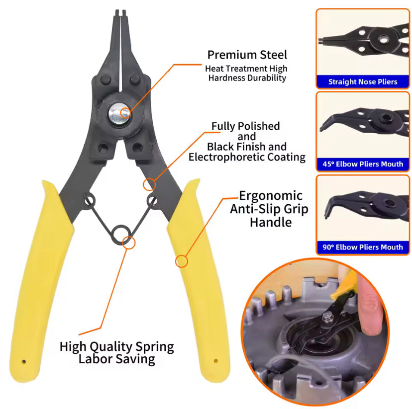 4 In 1 Multifunctional Snap Ring Pliers Multi Crimp Tool Internal External Ring Remover Retaining Circlip Pliers Tools