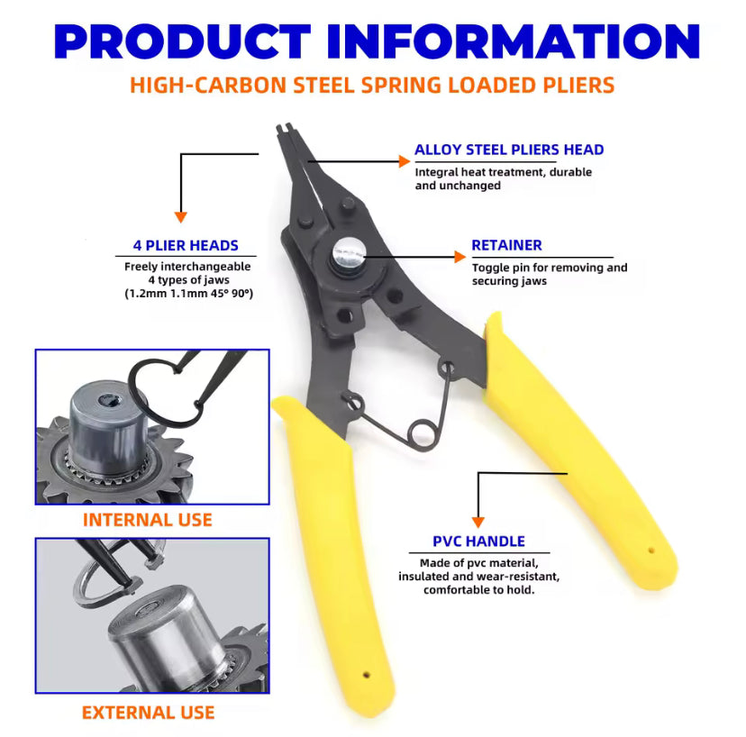 4 In 1 Multifunctional Snap Ring Pliers Multi Crimp Tool Internal External Ring Remover Retaining Circlip Pliers Tools