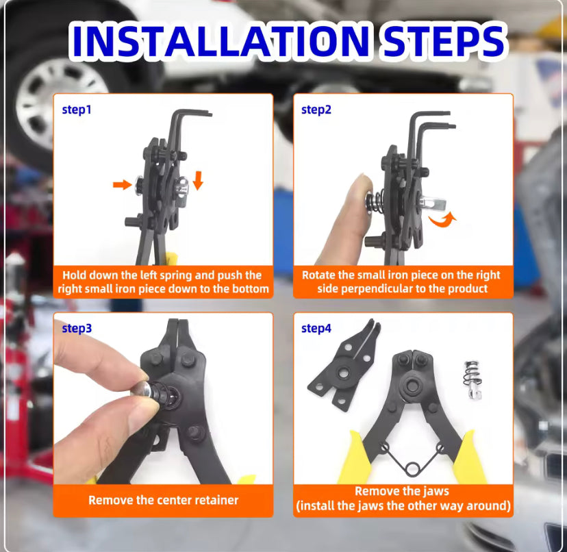 4 In 1 Multifunctional Snap Ring Pliers Multi Crimp Tool Internal External Ring Remover Retaining Circlip Pliers Tools