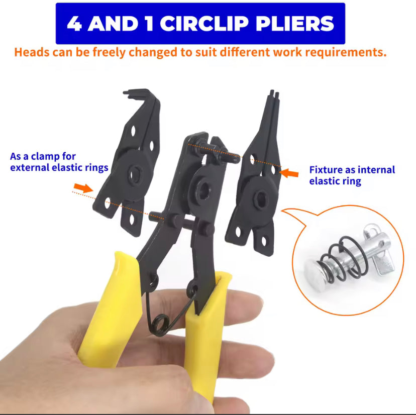 4 In 1 Multifunctional Snap Ring Pliers Multi Crimp Tool Internal External Ring Remover Retaining Circlip Pliers Tools