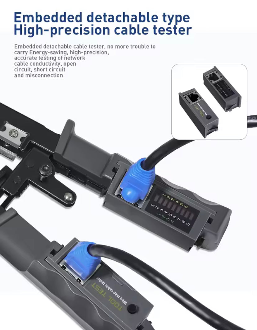 4 in 1 RJ45 Network LAN Cable Crimper Tester Pliers Cutting Ratchet Tool 8P/6P/4P Wire Cutter Tool Test Crimping Pliers