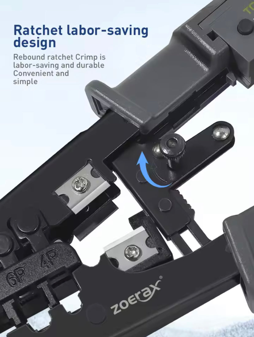 4 in 1 RJ45 Network LAN Cable Crimper Tester Pliers Cutting Ratchet Tool 8P/6P/4P Wire Cutter Tool Test Crimping Pliers