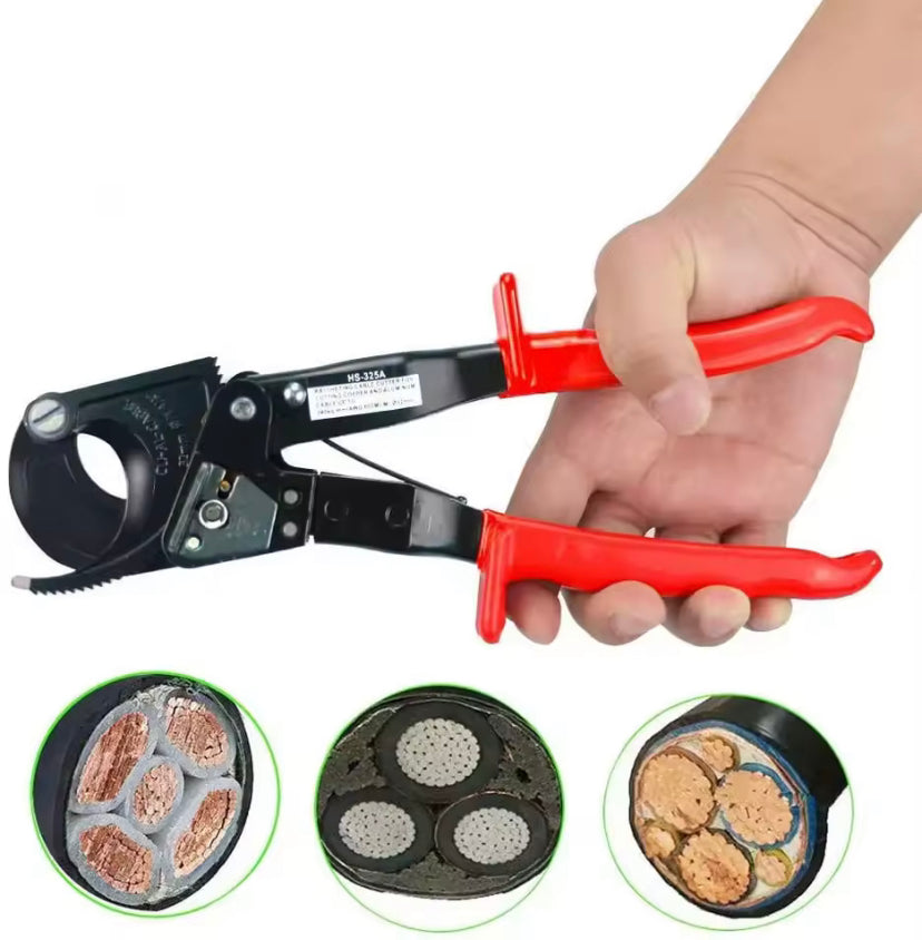 Ratchet Cable Cutter, Heavy Duty Wire Cutter for Aluminum Copper Cable, Ratcheting Wire Cutting Hand Tool HS-325A