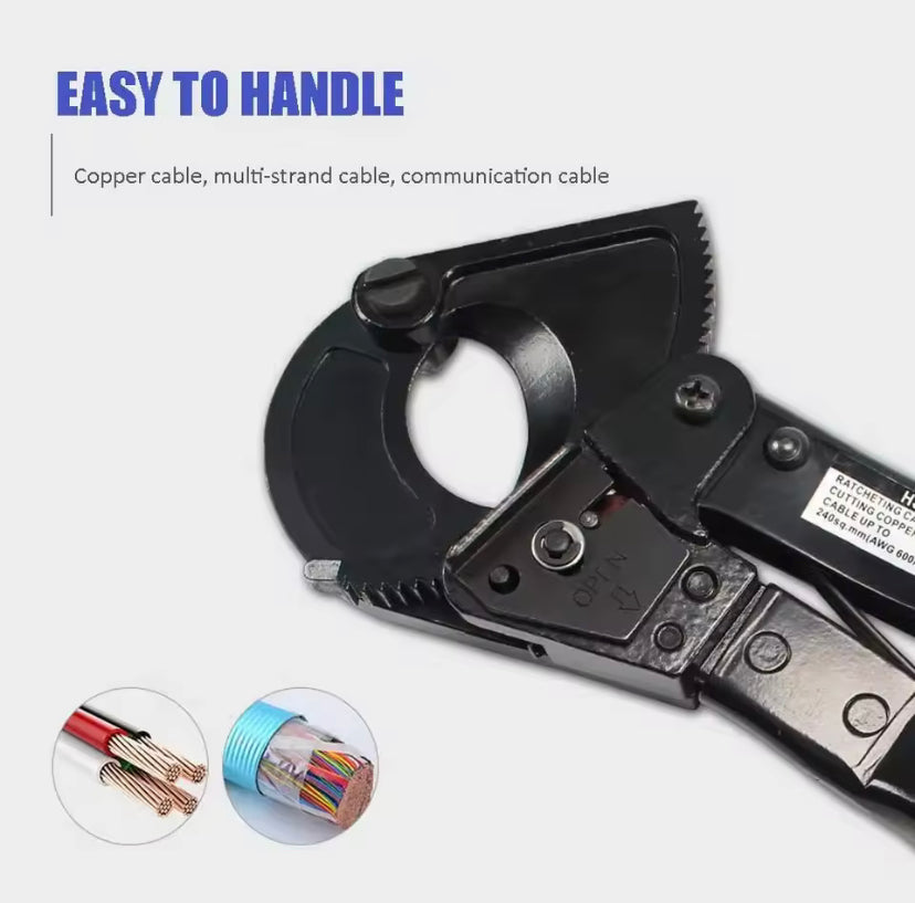 Ratchet Cable Cutter, Heavy Duty Wire Cutter for Aluminum Copper Cable, Ratcheting Wire Cutting Hand Tool HS-325A