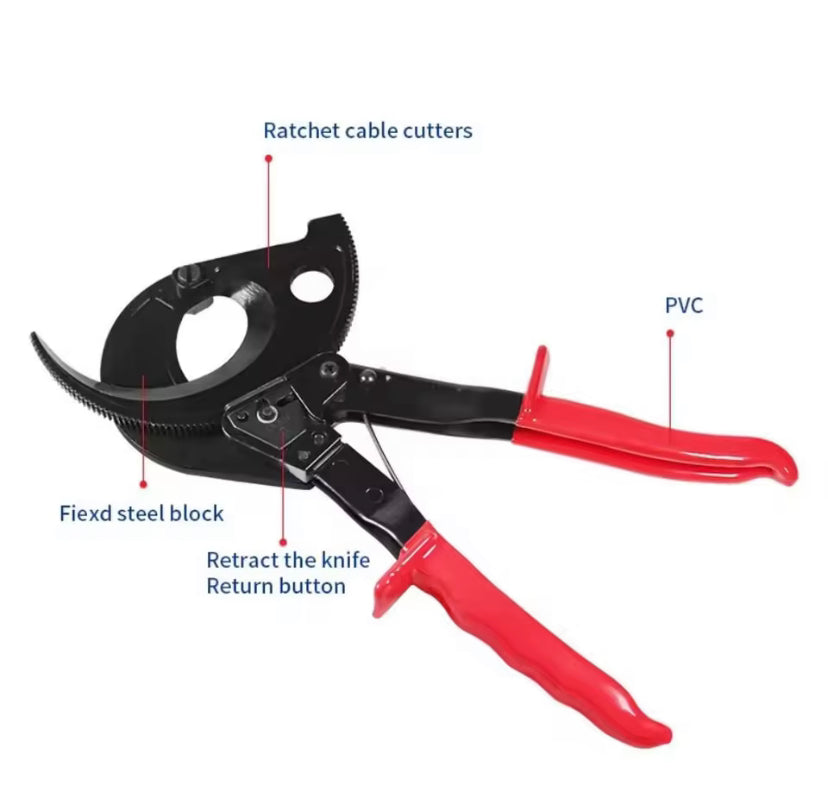 Ratchet Cable Cutter, Heavy Duty Wire Cutter for Aluminum Copper Cable up to 400mm², Ratcheting Wire Cutting Hand Tool HS-520A