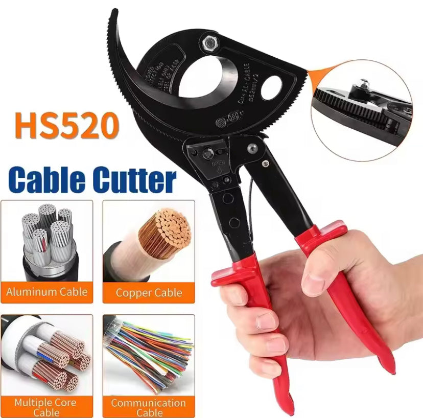 Ratchet Cable Cutter, Heavy Duty Wire Cutter for Aluminum Copper Cable up to 400mm², Ratcheting Wire Cutting Hand Tool HS-520A