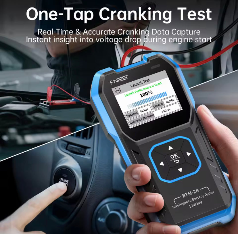FNIRSI BTM-24 12V/24V Car Battery Tester 0-2000 CCA Automotive Battery Load Tester Cranking Charging Circut Diagnostic Tools