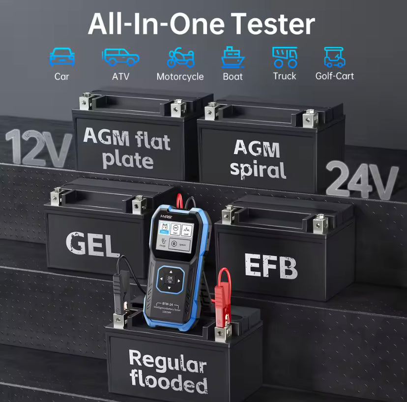 FNIRSI BTM-24 12V/24V Car Battery Tester 0-2000 CCA Automotive Battery Load Tester Cranking Charging Circut Diagnostic Tools