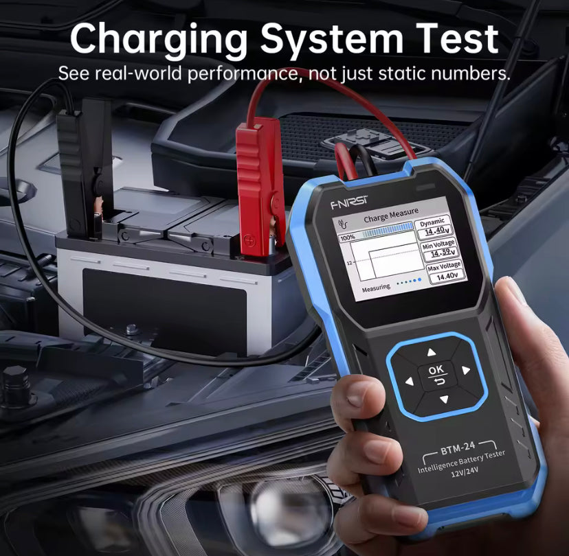 FNIRSI BTM-24 12V/24V Car Battery Tester 0-2000 CCA Automotive Battery Load Tester Cranking Charging Circut Diagnostic Tools