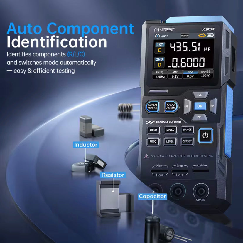 FNIRSI LC1020E High Precision Digital Bridge LCR ESR Tester Resistance Capacitance Inductance Electronic Component Measurement