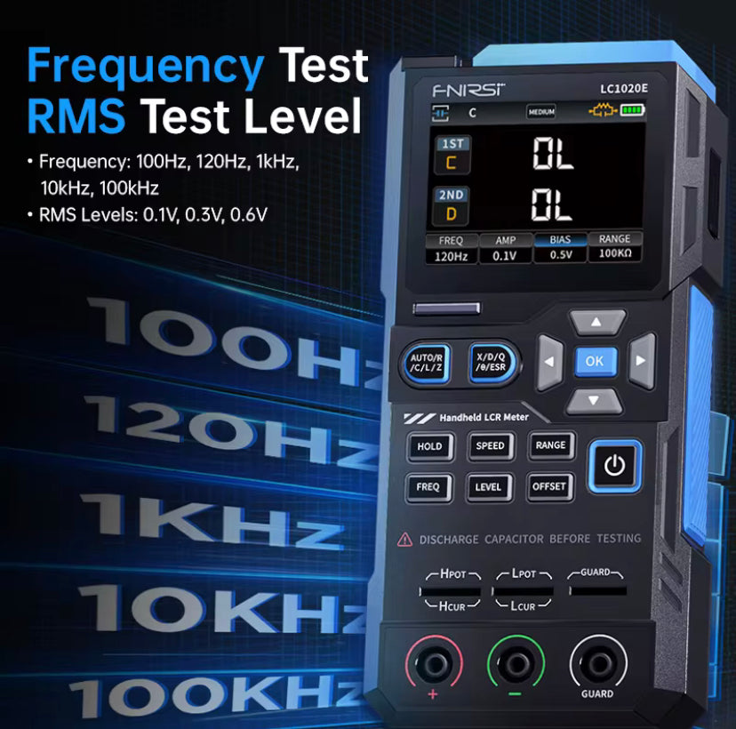 FNIRSI LC1020E High Precision Digital Bridge LCR ESR Tester Resistance Capacitance Inductance Electronic Component Measurement